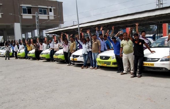 Ola, Uber drivers protest at Hyderabad airport, more than 2500 drivers took part