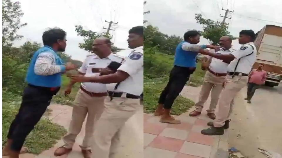 telanganatrafficcoptransferredformanhandlingabusingdriver
