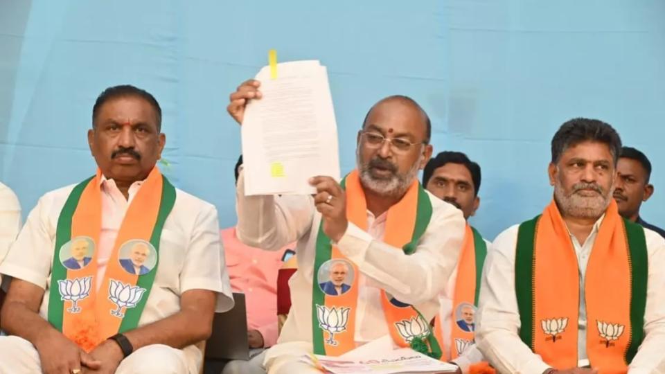 Congress and BRS Misleading People on Telangana Water Rights, says Bandi Sanjay
