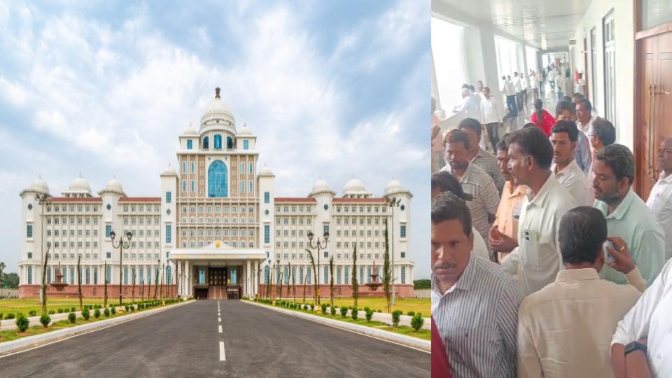 Contractors protest in Telangana Secretariat over Bill Payments