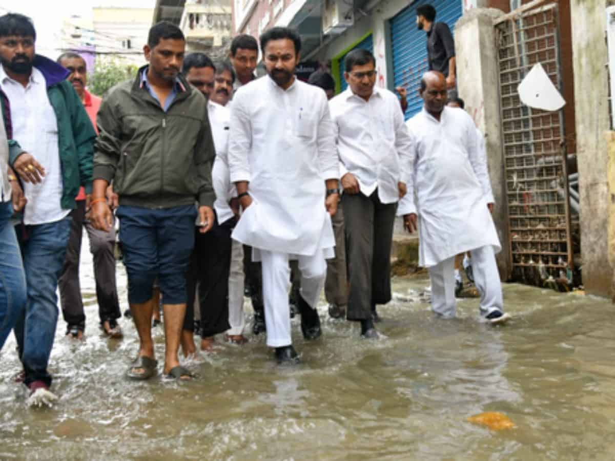 gkishanreddyvisitsrainaffectedareasinhyderabad