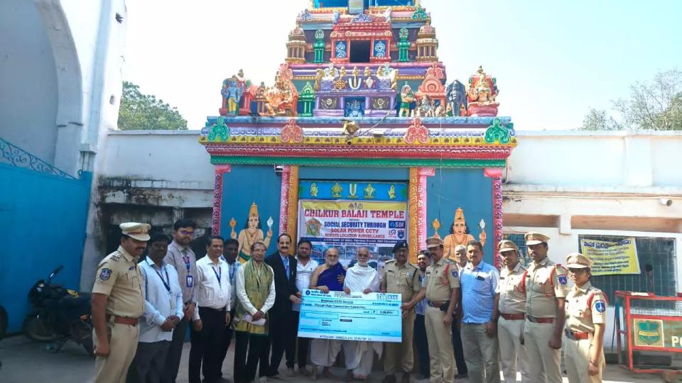 Chilkur Balaji Temple offers Solar Cameras to Village Temples in Moinabad