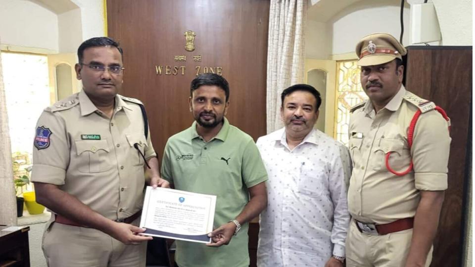 Hyderabad businessman helps nab burglar, earns police commendation