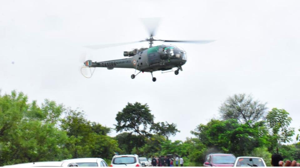 Army helicopters rescue Seven shepherds from floodwaters in Sircilla 