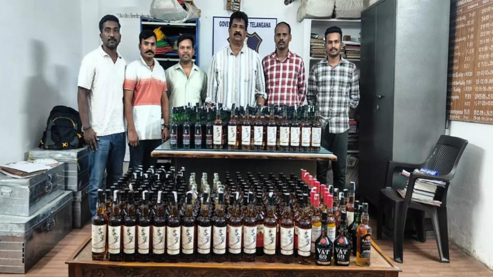 Premium Defense Liquor Bottles Seized in Hyderabad