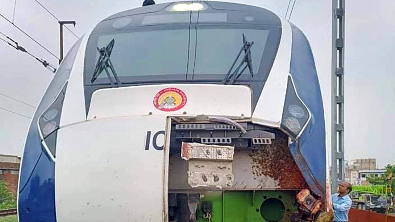 Vande Bharat train hits buffalo in Mahabubabad, suffers minor damage