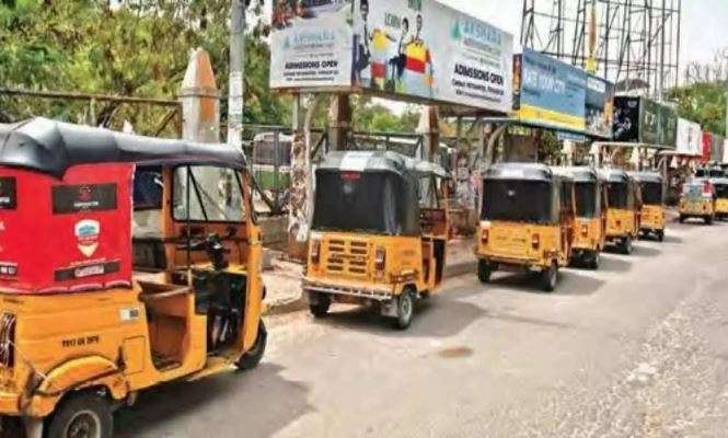 Auto-rickshaws, cabs and trucks went off the roads in Hyderabad