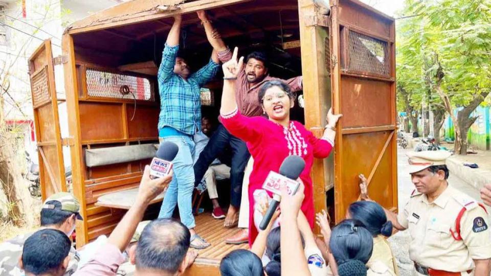 Unemployed youth protest delay in job notifications in Hyderabad