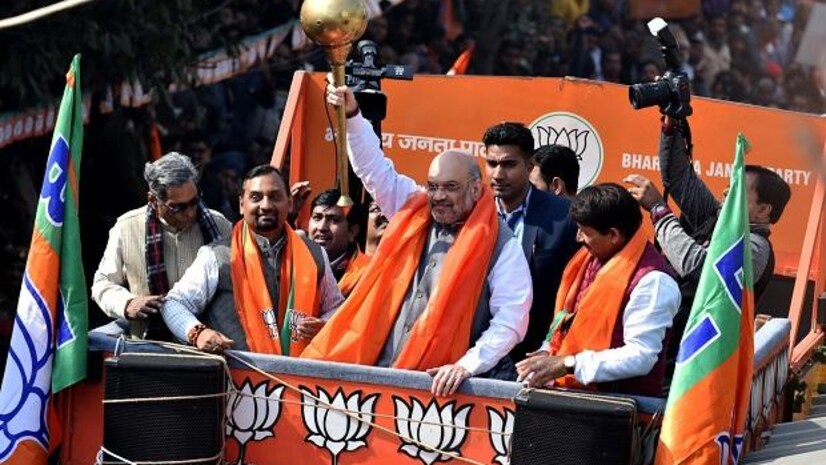 Union Minister Amit Shah holds roadshow in Hyderabad
