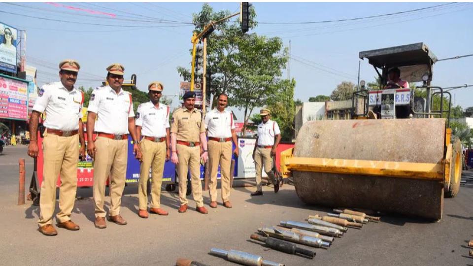 copsdestroyover263seizedmodifiedsilencersinwarangal