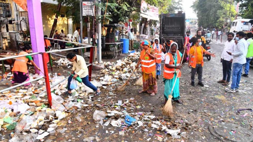GHMC conducts sanitation drive post Ganesh immersions in Hyderabad