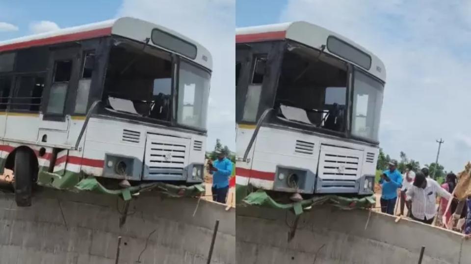 Bus Crashes Into Agricultural Well in Karimnagar