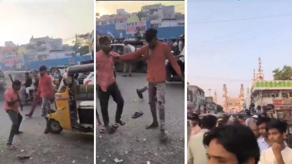 trafficdisruptednearhyderabad’scharminarasautodriversfight