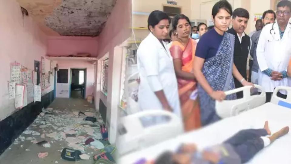 fourchildreninjuredasanganwadiceilingcollapsesinsangareddy