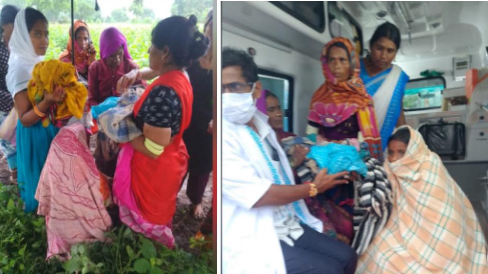 Pregnant woman carried for 2 km due to lack of road in Sangareddy village