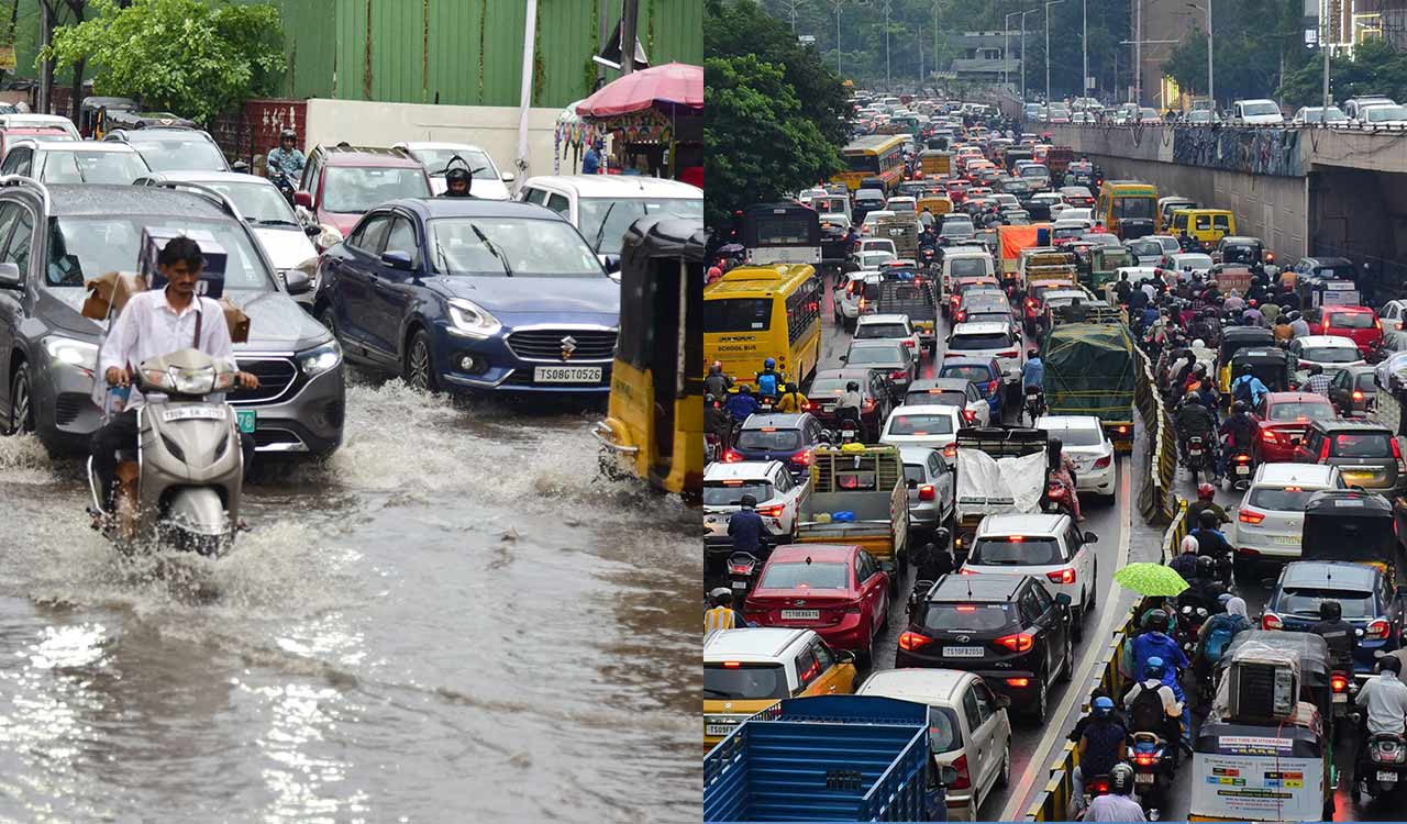 Heavy rains, gales cause traffic chaos in Hyderabad IT Corridor