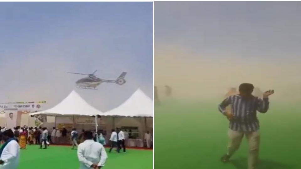 dustpanicatrythumahotsavastelanganaministersarriveinchopper