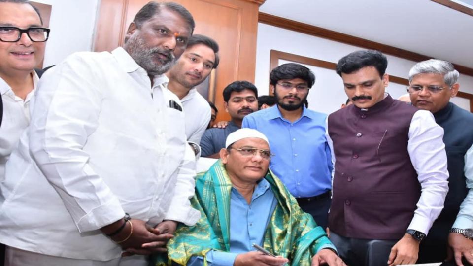 Azharuddin Takes Charge As Telangana Minister 