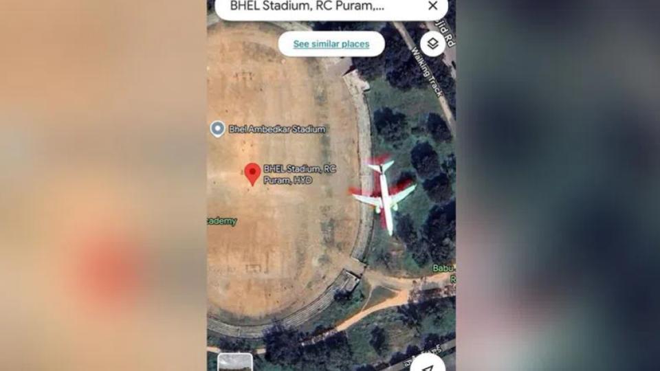 Plane spotted in BHEL Stadium on Google Maps, sparks discussion