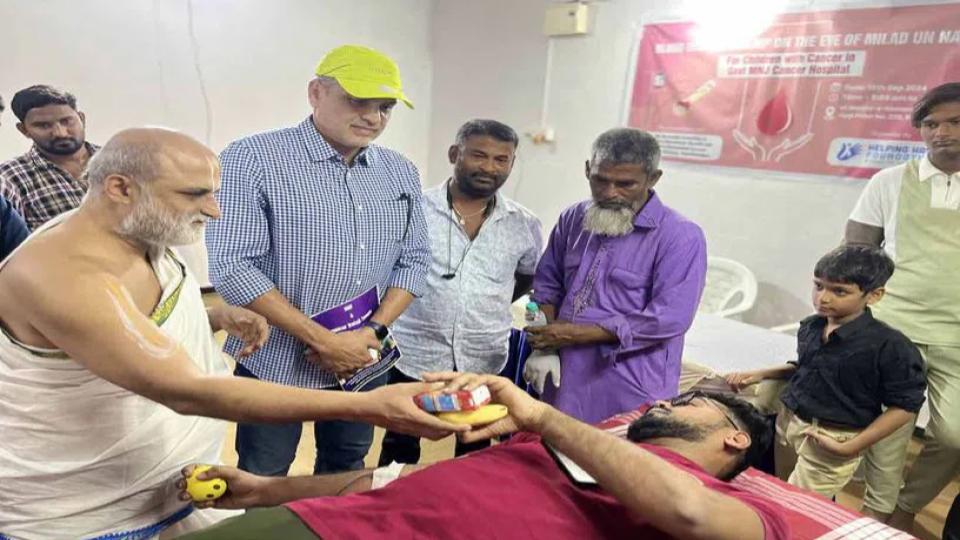 chilkurpriestattendsmiladblooddonationcampinamosqueforchildcancerpatients