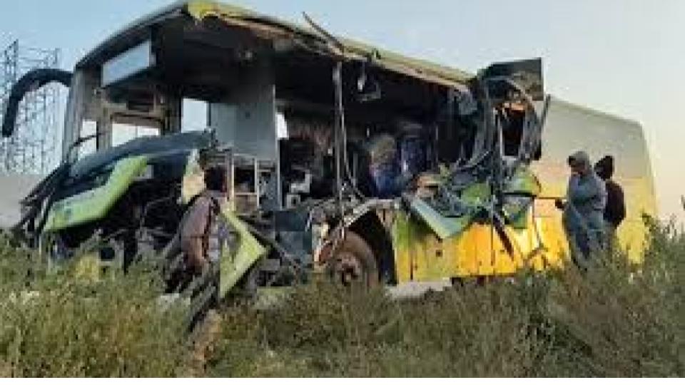 TGRTC bus rammed into a parked lorry in Jangaon, two dead and six injured