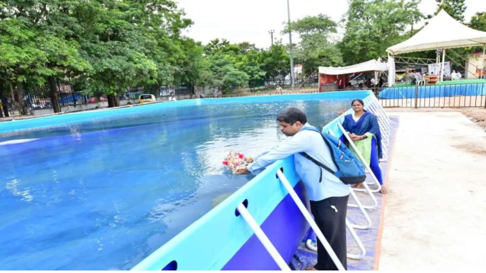 74 artificial Ganesh immersion centers setup in Hyderabad
