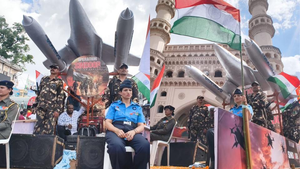 Operation Sindoor themed Ganesh idol trucks seen at Charminar