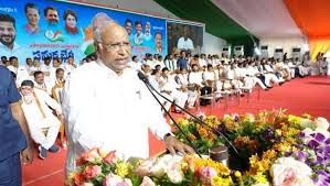 Kharge addresses a public meeting in Hyderabad