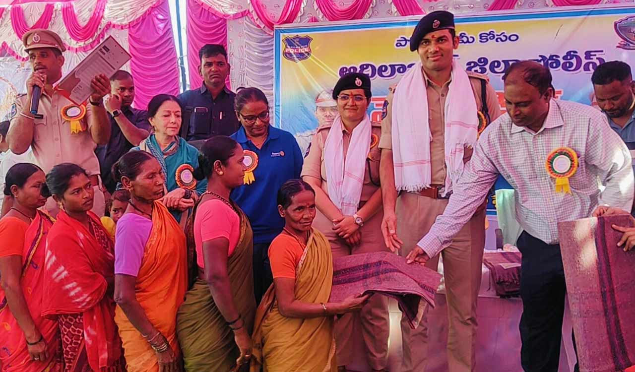 policeorganisemedicalcampdistribute2000blanketstotribalsinadilabad