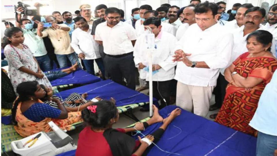 kgbvstudentsadmittedwithseverecoughrecoveringinpeddapallihospital