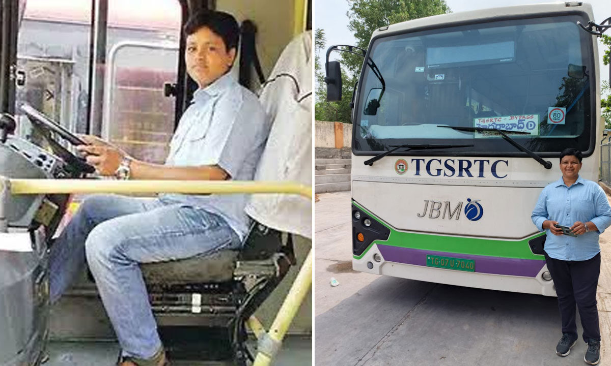 V.Saritha becomes first Woman driver in Telangana RTC 