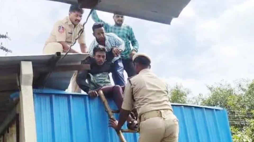  Two workers suffer electric shock at Narsapur fire station
