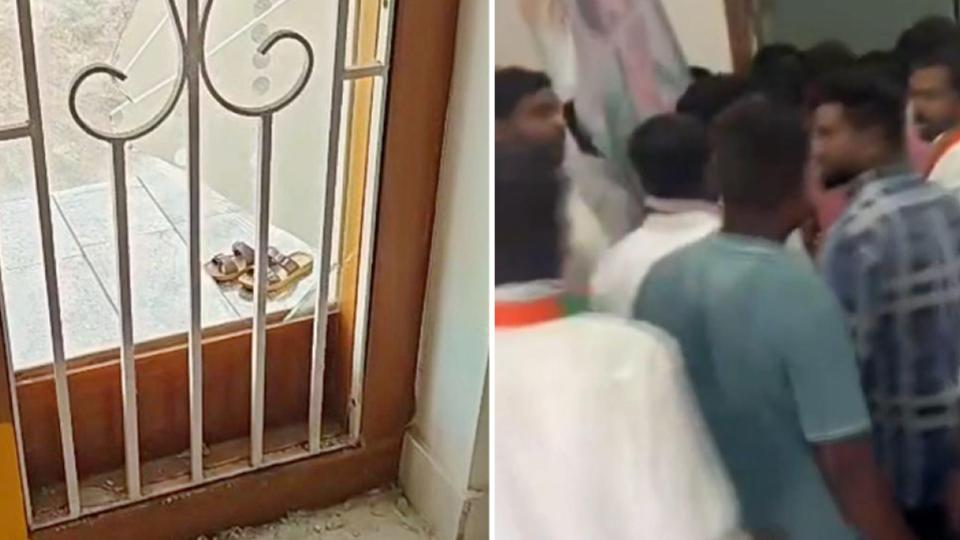 Congress workers vandalise Gajwel MLA camp office in Siddipet