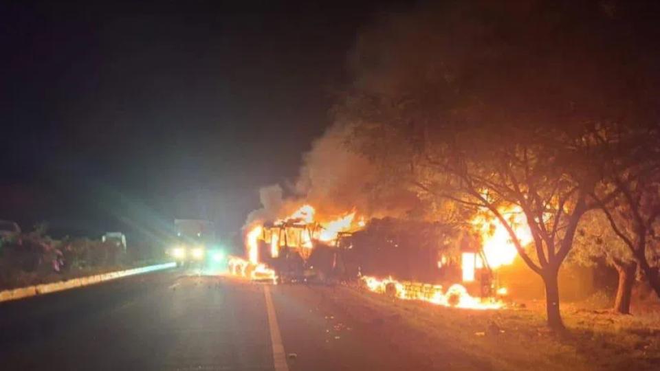 Truck Carrying Plastic Material Caught Fire In Shamshabad