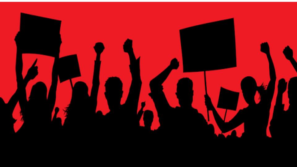 Concrete mixer operators protest outside Khairatabad RTO 