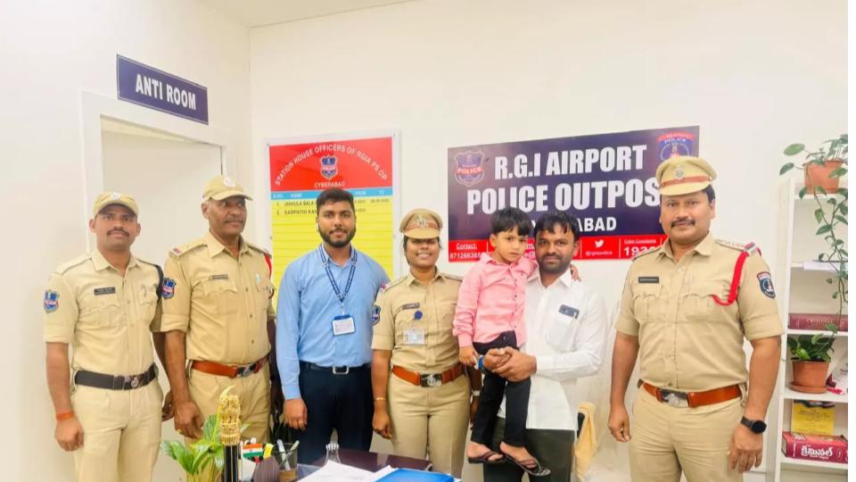 RGI Airport Out Post Police Reunite Missing Child with Family