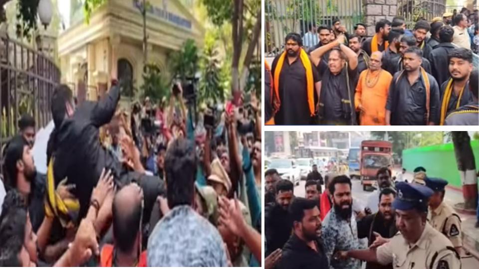 Ayyappa devotees staged protest at Telangana DGP Office