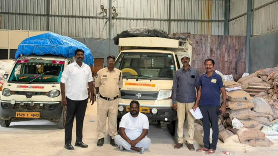 1000 bags of PDS rice seized in Shamirpet raid