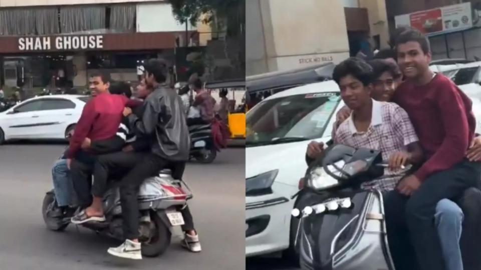Five Ride on One Scooter in Lakdikapool, Sparks Safety Concerns