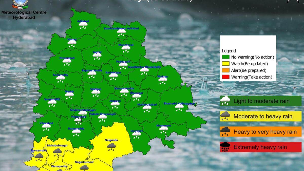 Heavy rainfall, thunderstorms forecast across Telangana till August 14