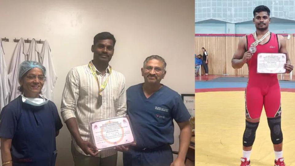 hyderabadwrestlercharanovercomeskneeinjurywinsgoldaftersurgery