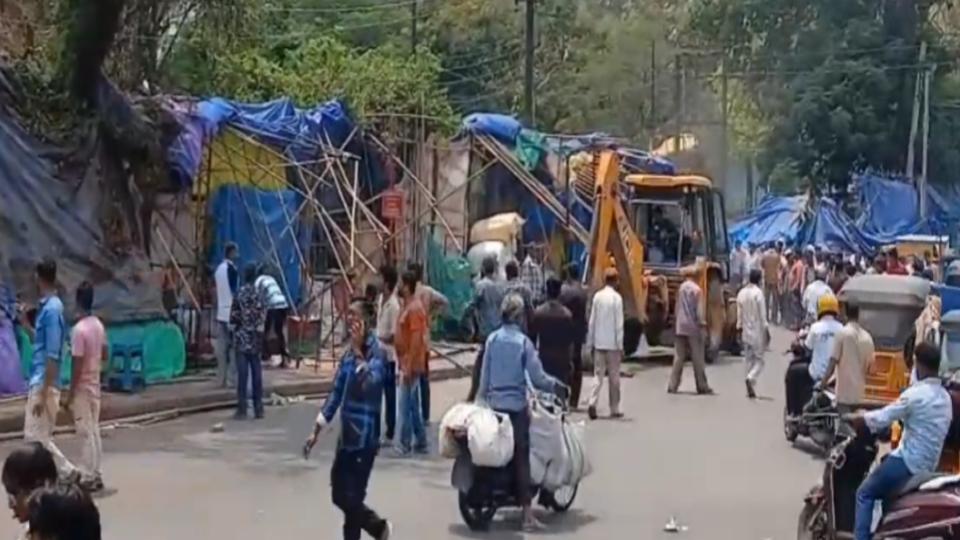GHMC Clears Footpath Encroachments Near Secunderabad Railway Station
