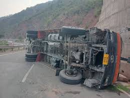 Truck overturns at Abdullapurmet, no casualties