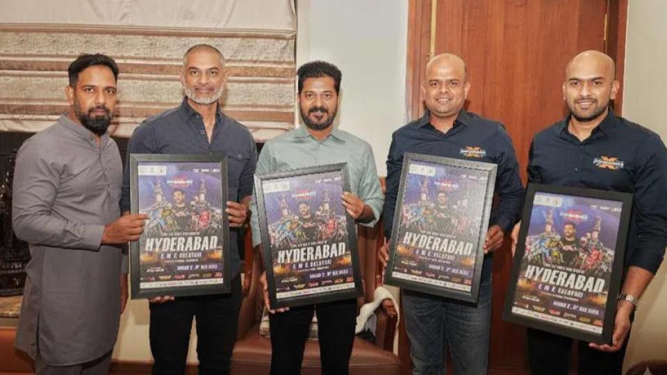 CM Revanth Reddy unveils poster for Indian Supercross Racing League