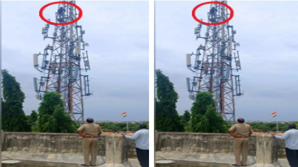 Man threatens to jump from BSNL tower seeking Indiramma House 
