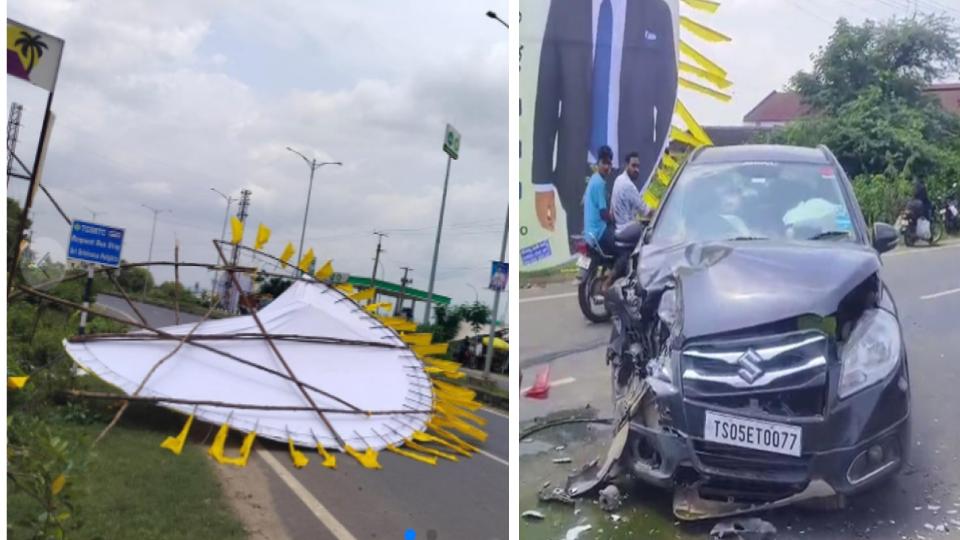 Flex banners near roads pose threat to lives in Kothagudem