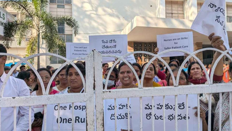 NIMS nursing staff continue their protests for past one week