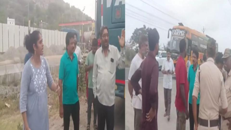 Driver Abandons Bus Over Diesel Shortage near Ibrahimpatnam