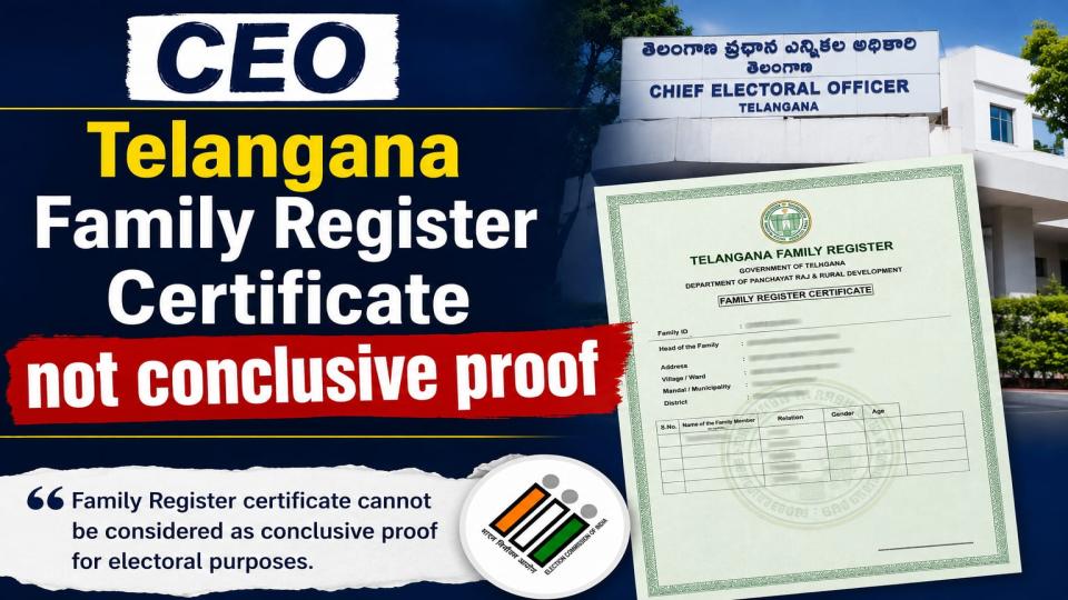 Family Register Certificate not be treated as conclusive proof during SIR, says CEO