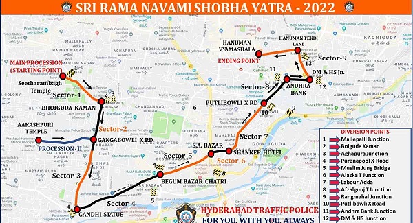 trafficrestrictionsinhyderabadforsriramnavamiprocessiononsunday